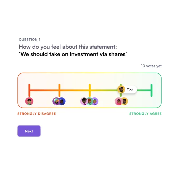 Alignment vote — how strongly the team agrees with a statement